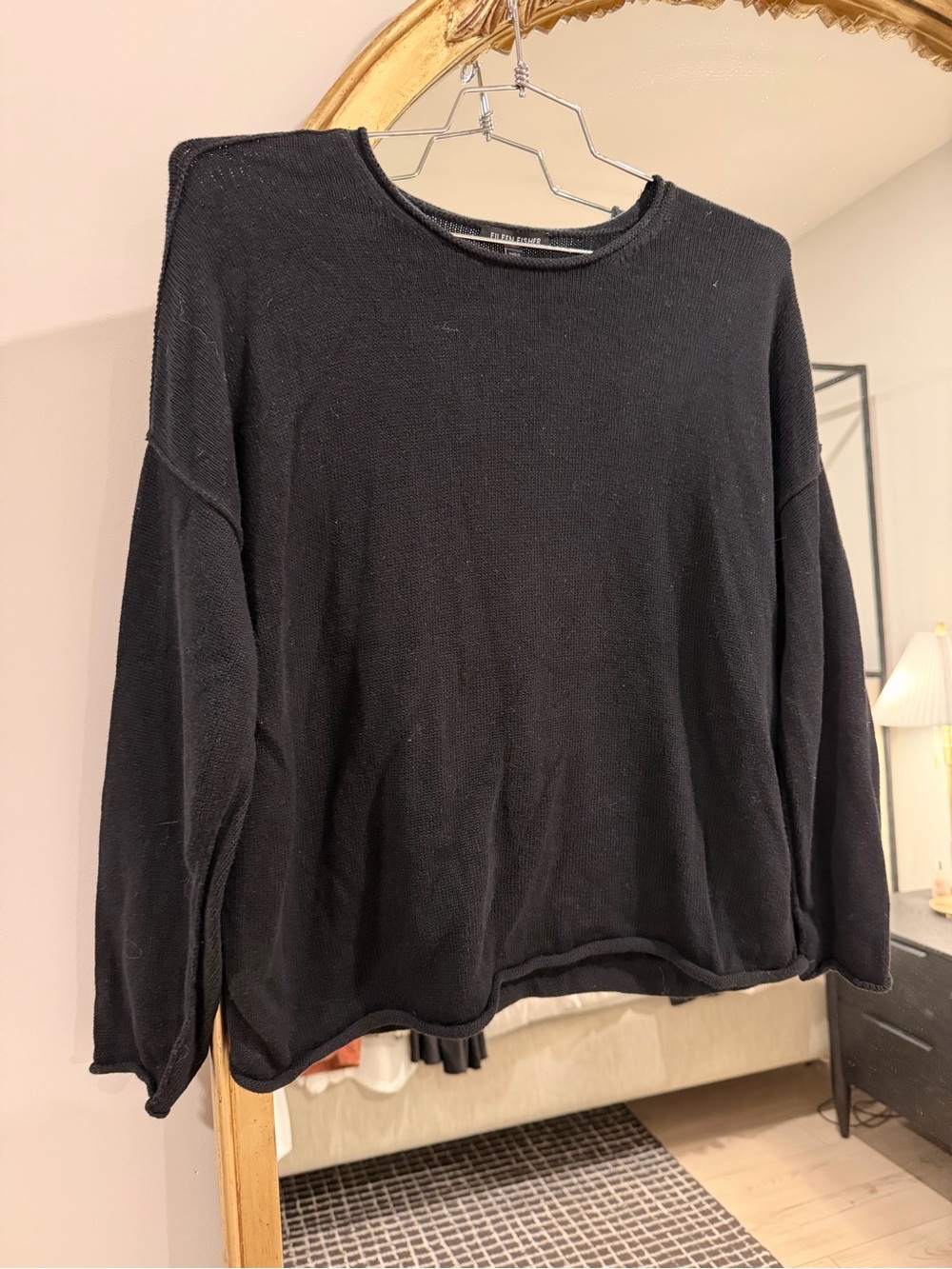 Eileen Fisher Black Lightweight Crewneck Sweater